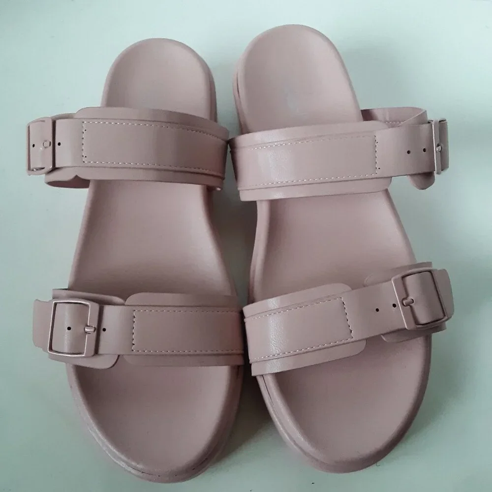 Platform Sandal size 11M Women's Pale Pink Color Faux Leather